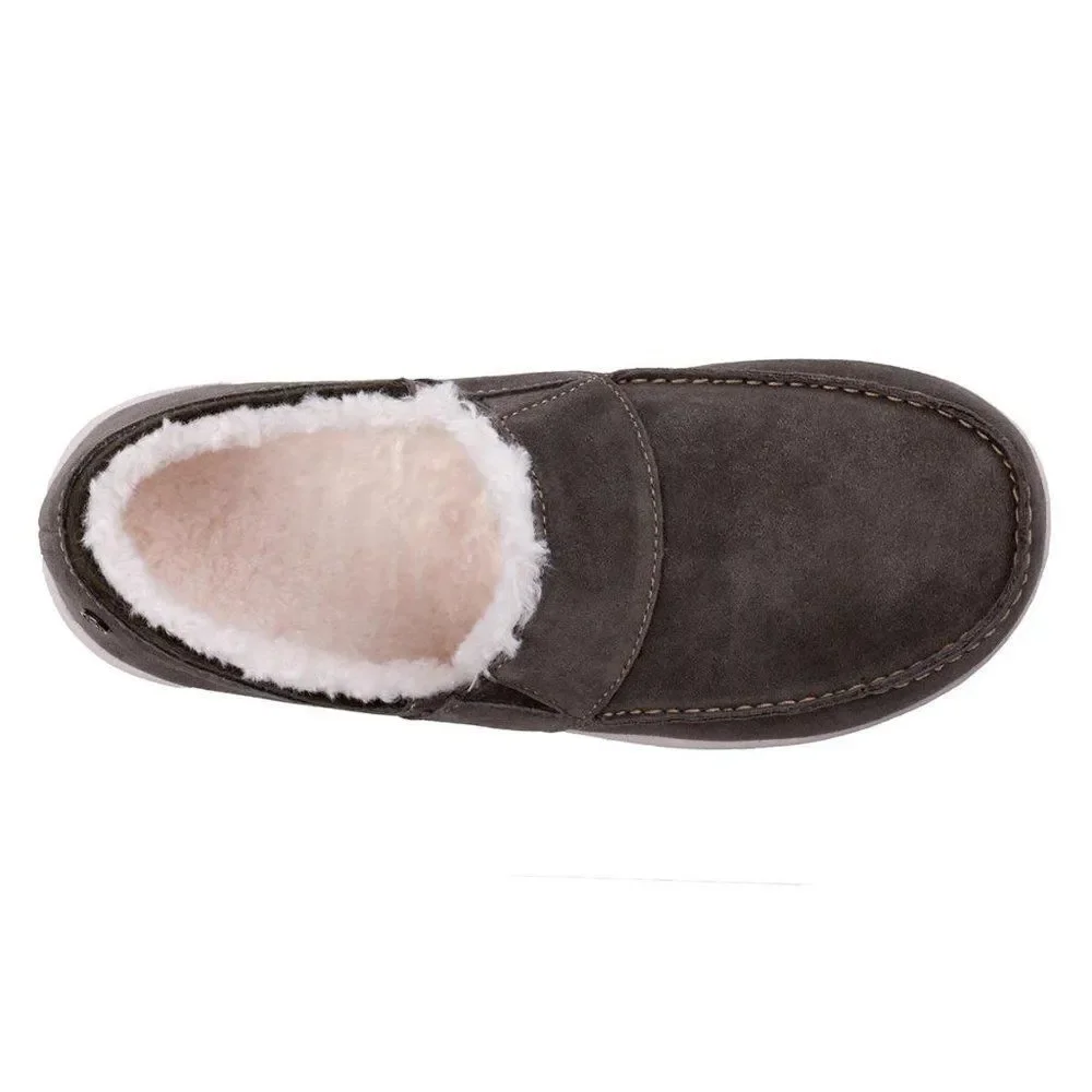 Waco Spenco girl's Wool Collared Fiesta Cozy Suede Slip On Shoes Olive size 6